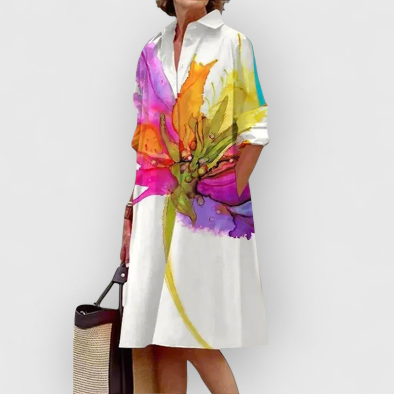 Cassandra™ - Elegantti kukkakuvioinen midimekko