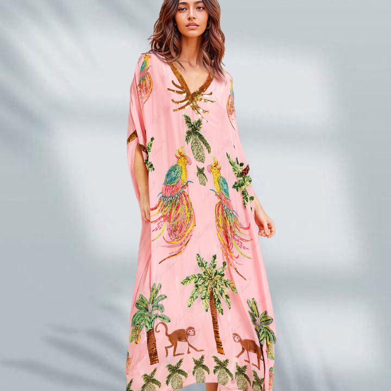 Nadine™- Tropiikkinen Väljä Kuvioitu Mekko