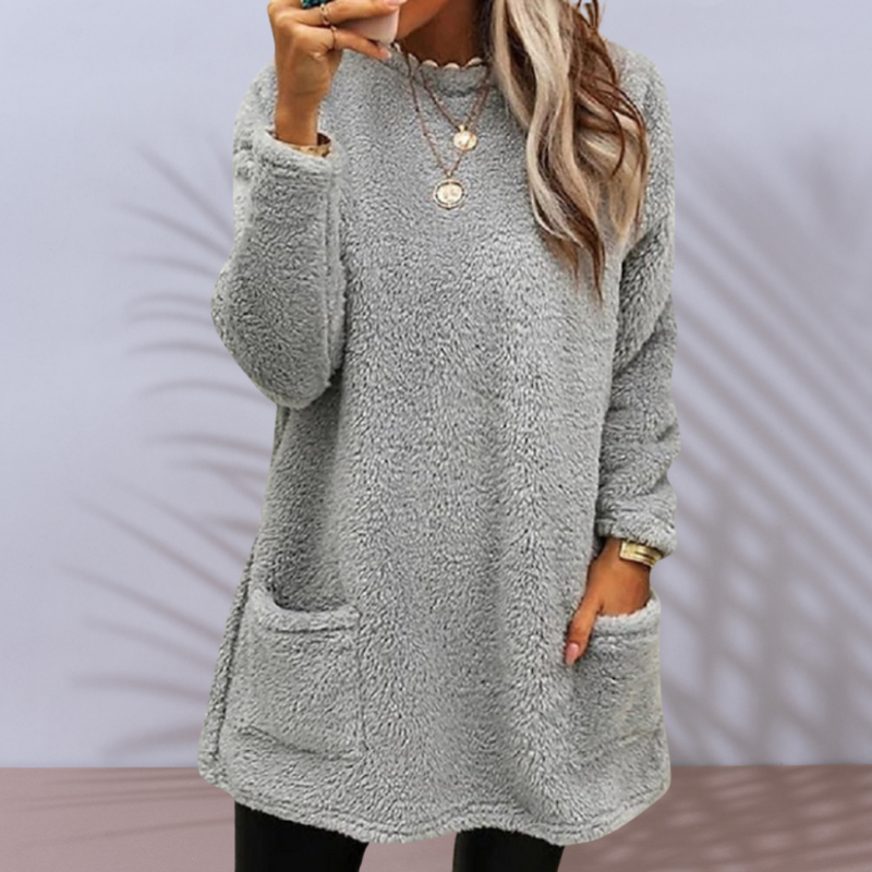 Nicole™- Pitkä fleece-neulepusero