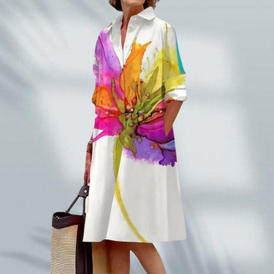Cassandra™ - Elegantti kukkakuvioinen midimekko
